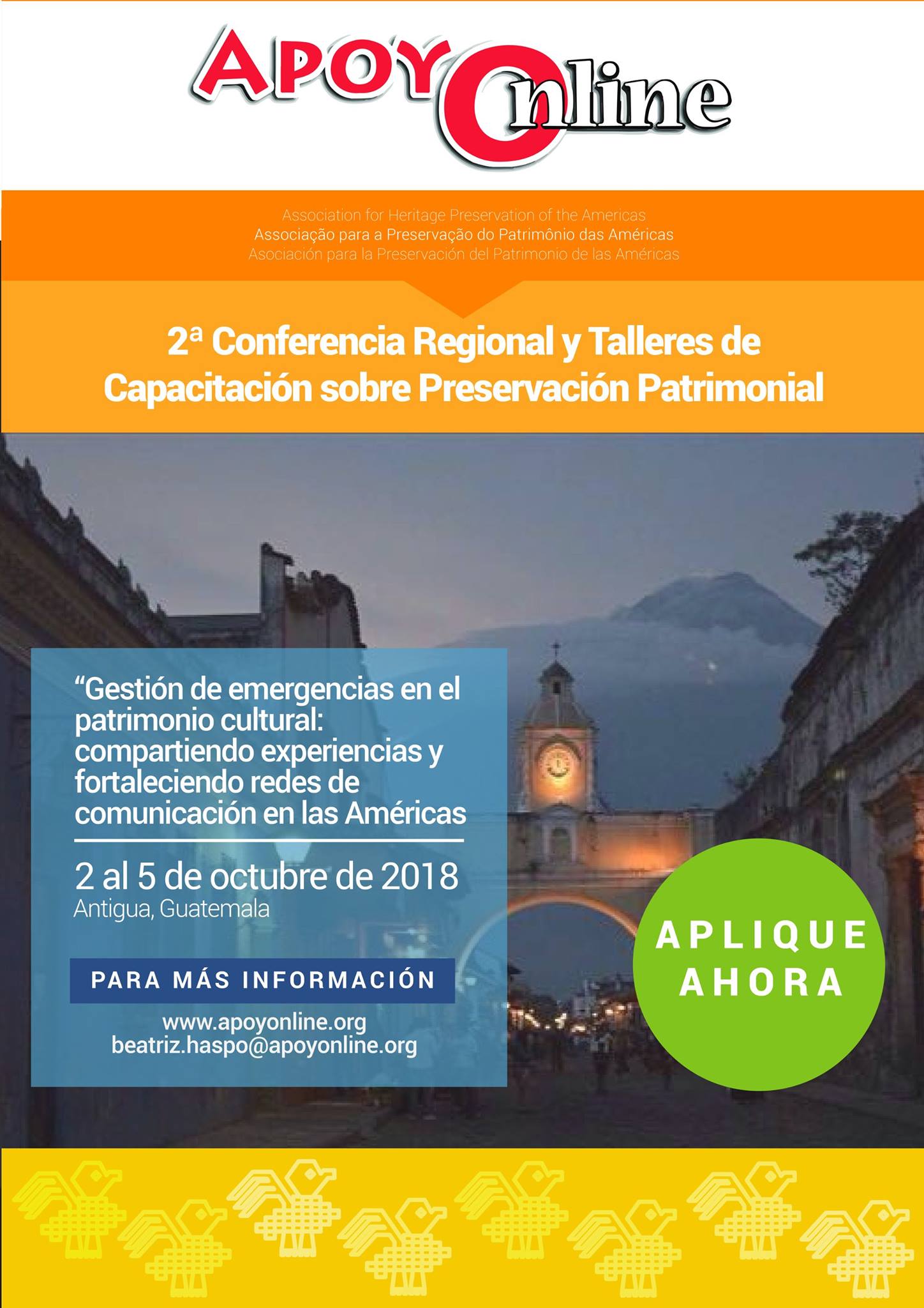 Conferencia "Gestión de emergencias en el patrimonio cultural: compartiendo experiencias y fortaleciendo las redes en las Américas”