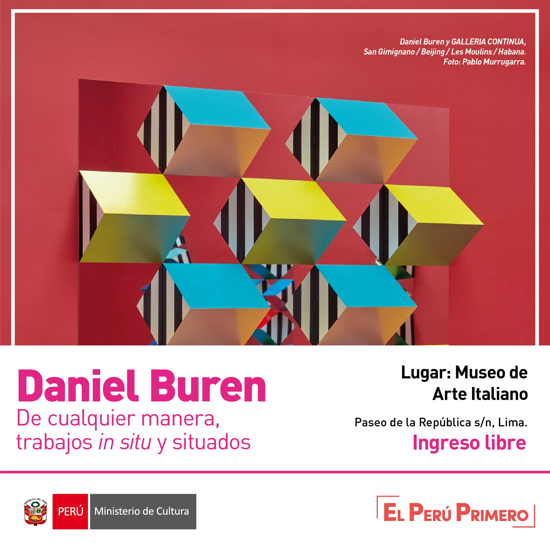 Últimos días de exposición del premiado artista francés Daniel Buren en el Museo de Arte Italiano de Lima