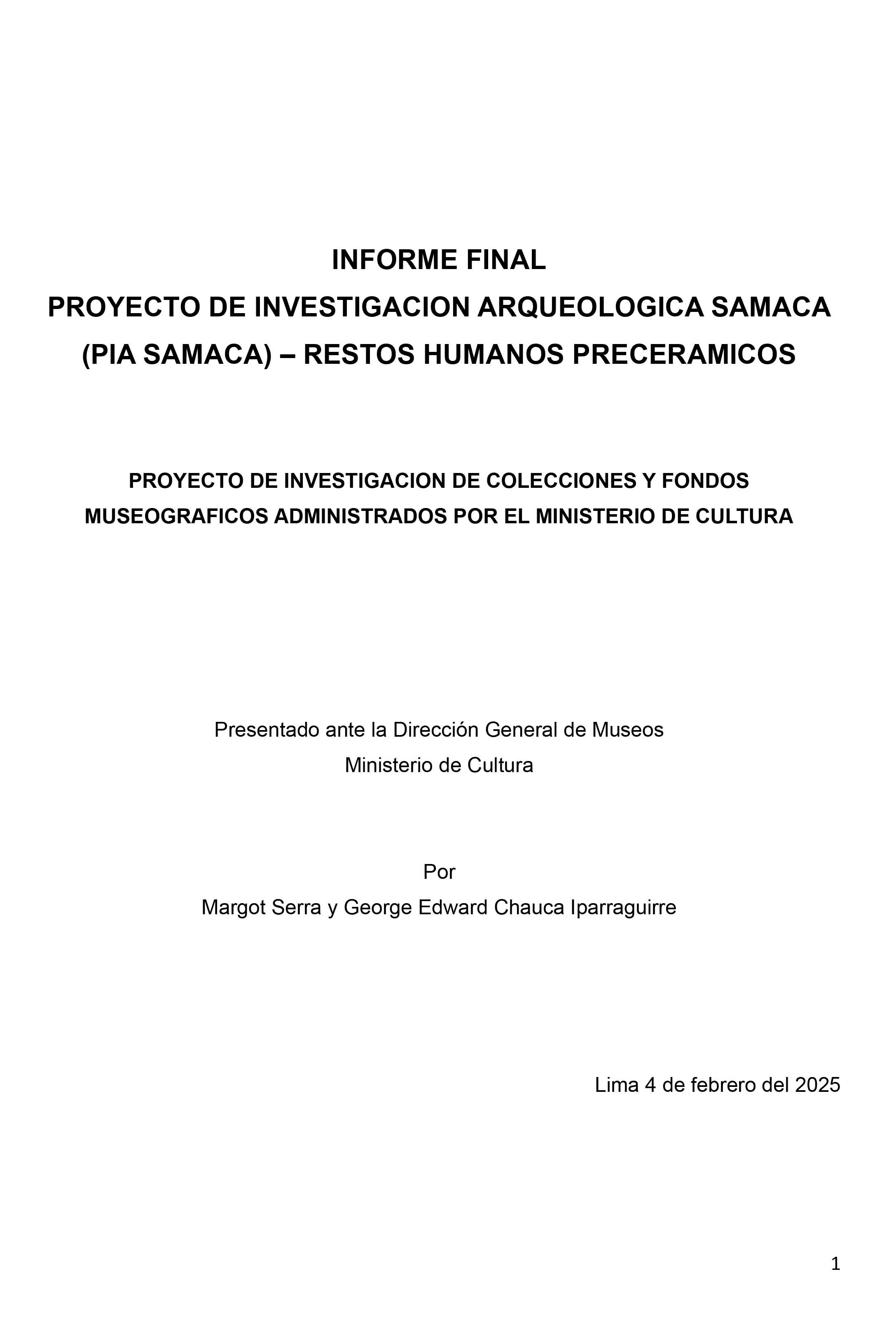 Serra y Chauca (2025) Informe Proyecto de investigación arqueológica ...