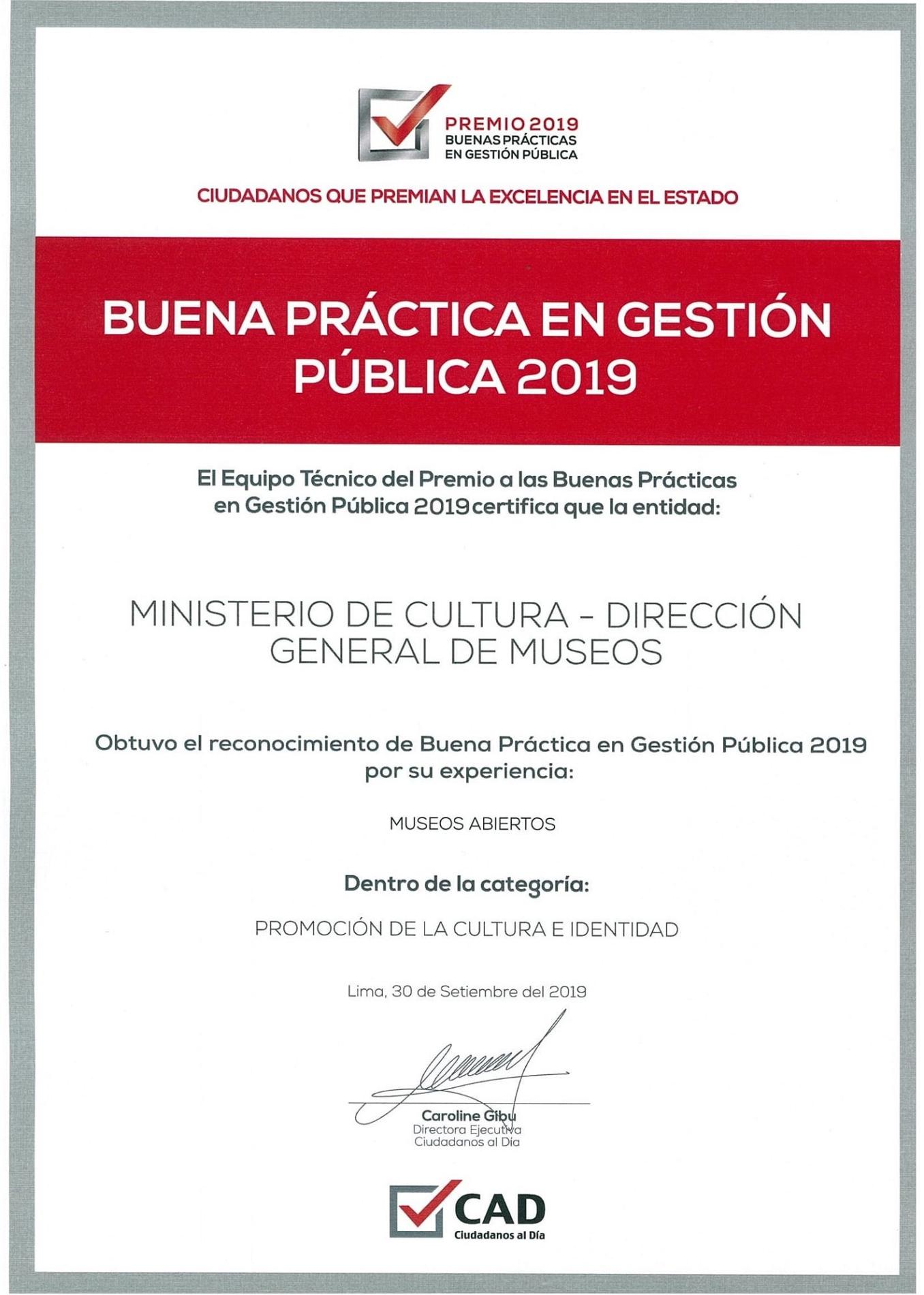 Buena Práctica en Gestión Pública 2019