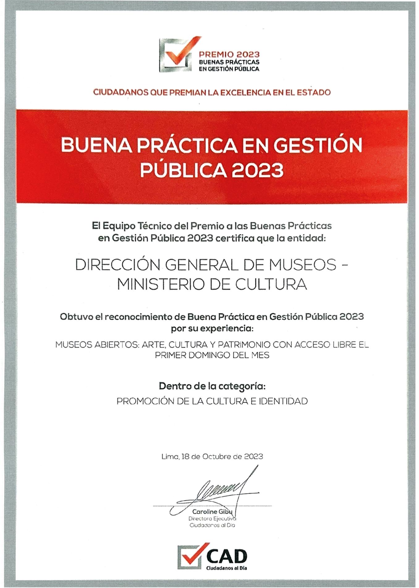 Buena Práctica en Gestión Pública 2023