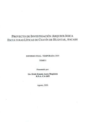 Acero (2020) Informe Proyecto de Investigación Arqueológica Esculturas Líticas de Chavín de Huántar, Áncash