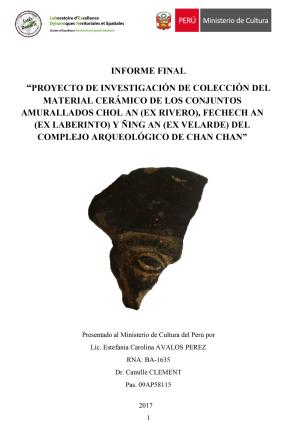 Avalos y Clement (2017) Informe del investigación del material cerámico de los conjuntos amurallados de Chan Chan