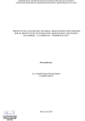 Pariona (2025) Informe Proyecto de análisis del material arqueológico recuperado por el proyecto de investigación arqueológica de Puerto Malabrigo