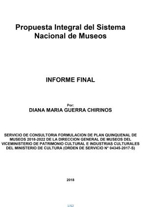 Guerra (2018) Propuesta Integral del Sistema Nacional de Museos Informe Final