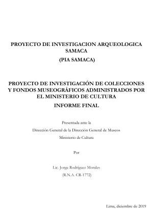 Rodriguez (2019) Informe Proyecto de Investigación Arqueológica Samaca (PIA Samaca)