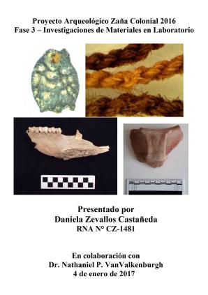 Zevallos y VanValkenburgh (2017) Informe Proyecto Arqueológico Zaña Colonial Investigaciones de materiales en laboratorio